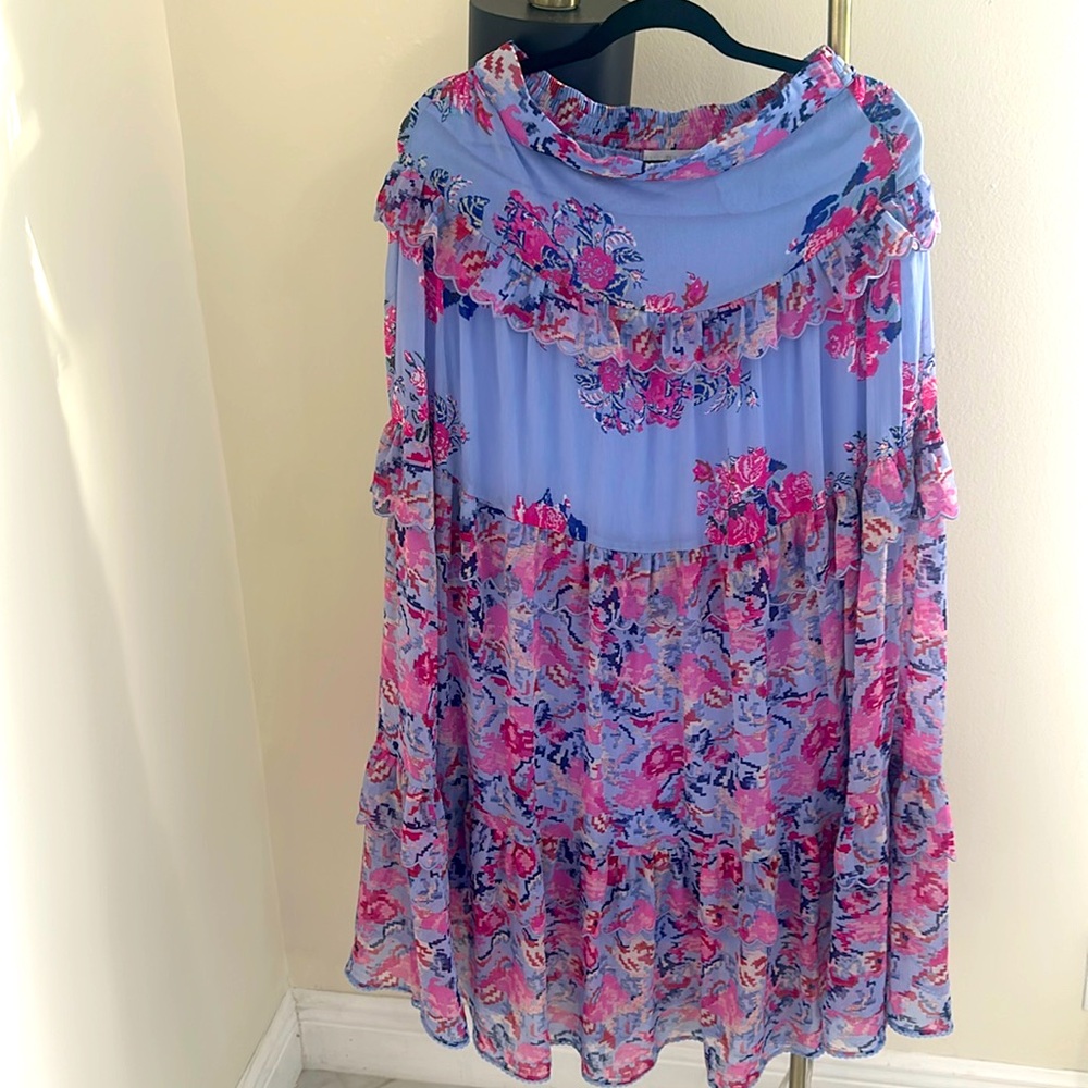Colorful/ House of Harlow/ Printed Ruffled Long Skirt/ Size Small